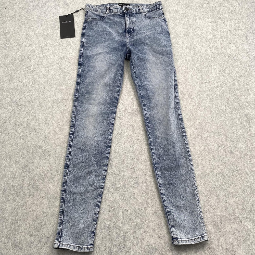 FIT JEANS Skinny Jeans Mens L (28x28) Blue Acid Wash Slim Fit Stretch Denim